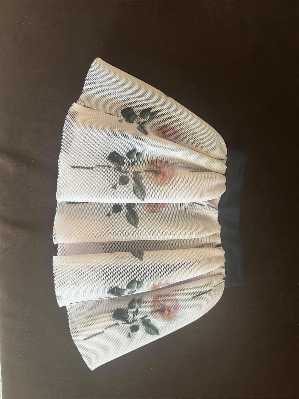 Caroline Bosmans Cream Mesh Floral Skirt with Pink Roses